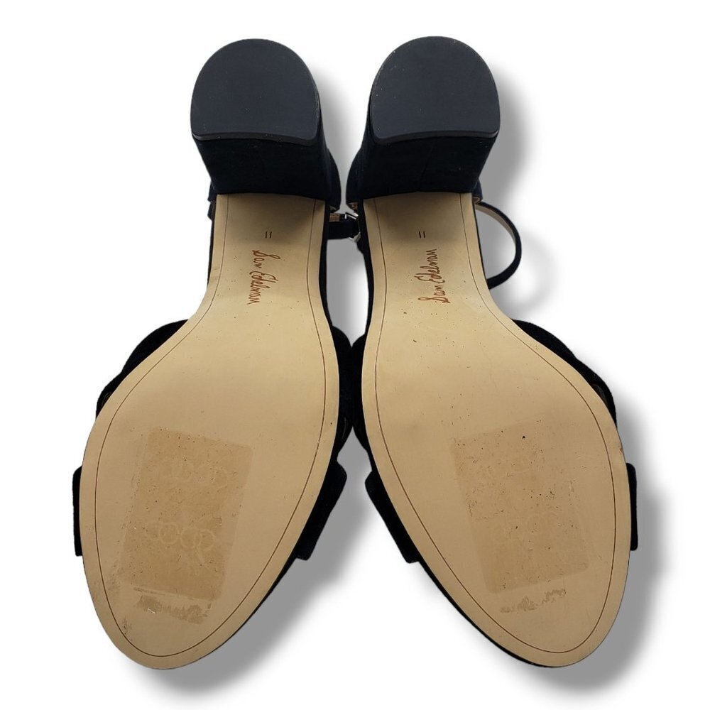 Sam Edelman Yancy Womens 10 Sandals‎ Black Suede Ankle Strap Block Heel - Picture 8 of 9